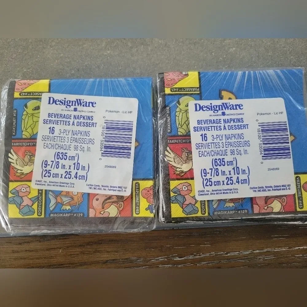 Pokémon Napkins 2 Packs - Total 32 Vintage 90's